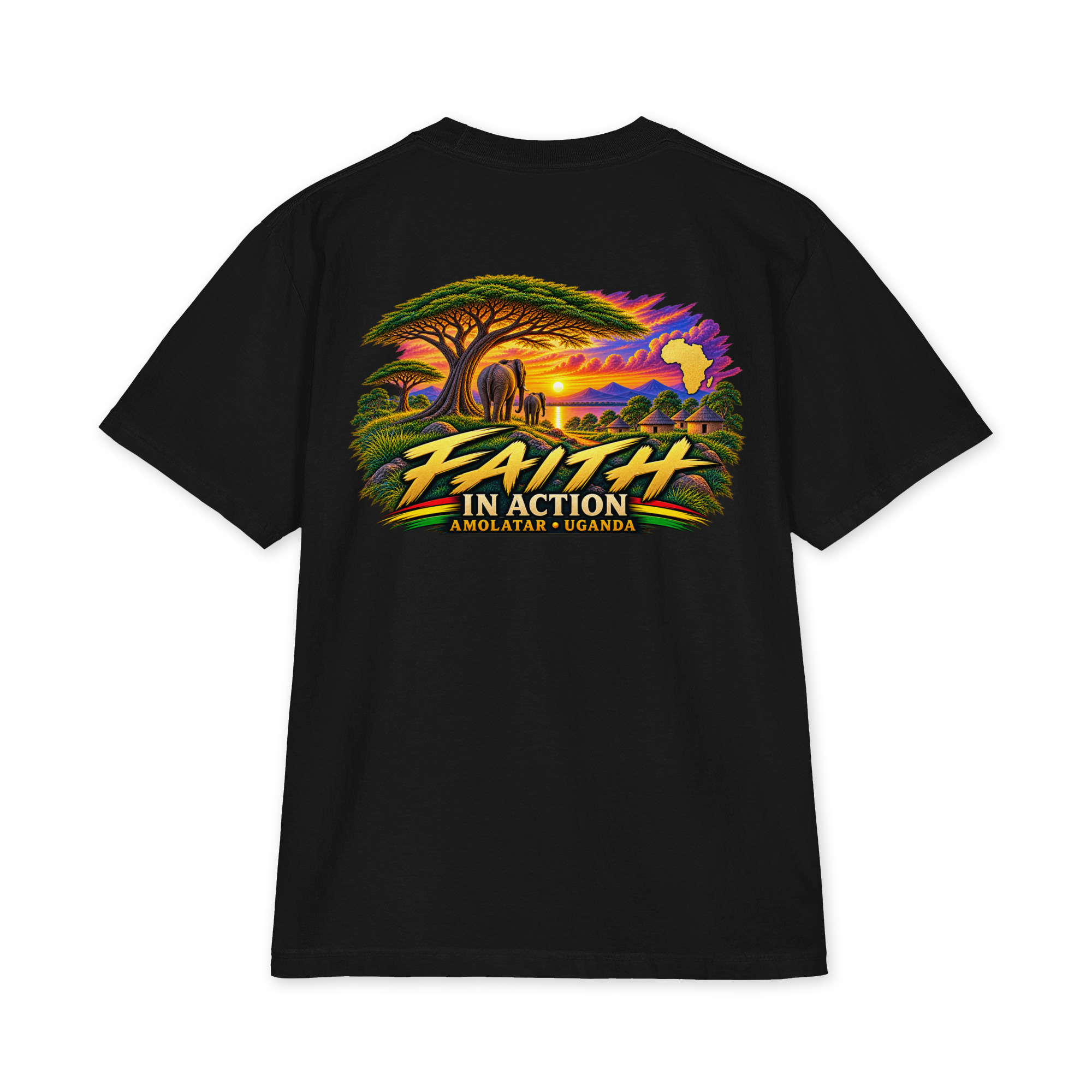 Family Voice – Faith in Action Tee back