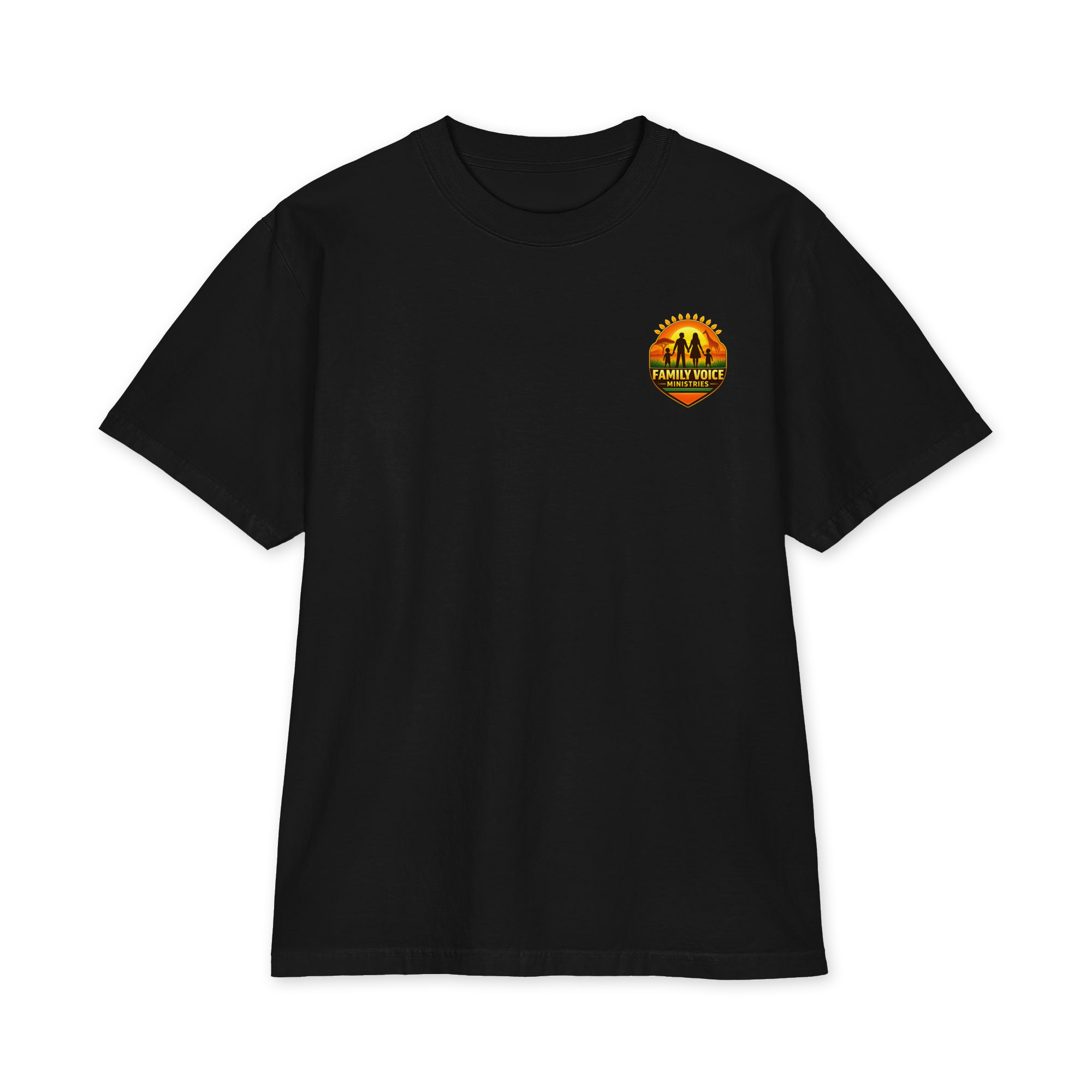 Family Voice – Faith in Action Tee front